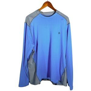 Coolibar Men's Hightide Long Sleeve Swim Shirt in Blue Gray Size XXL